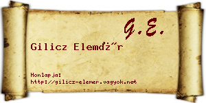 Gilicz Elemér névjegykártya